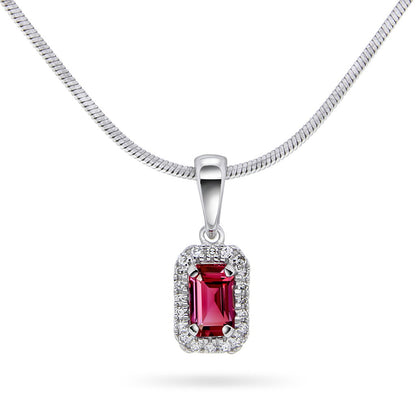Anheng i 14 karat hvitt gull med rubin og diamant 0,05 ct, bilde 1 av 3