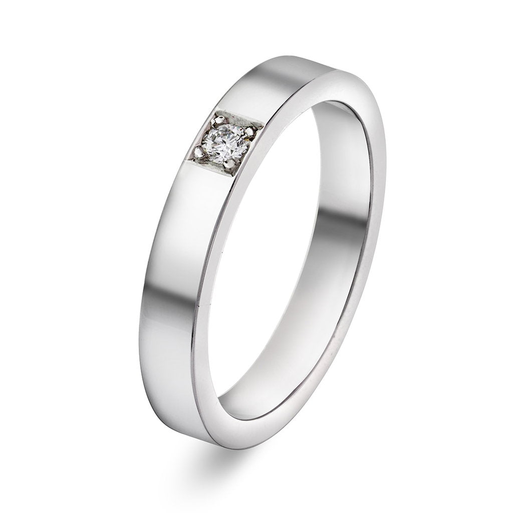 Delta ring i 14 karat hvitt gull med diamant 0,05 ct, bilde 1 av 3