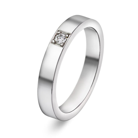 Delta ring i 14 karat hvitt gull med diamant 0,05 ct og bredde 3,5 mm, bilde 1 av 3