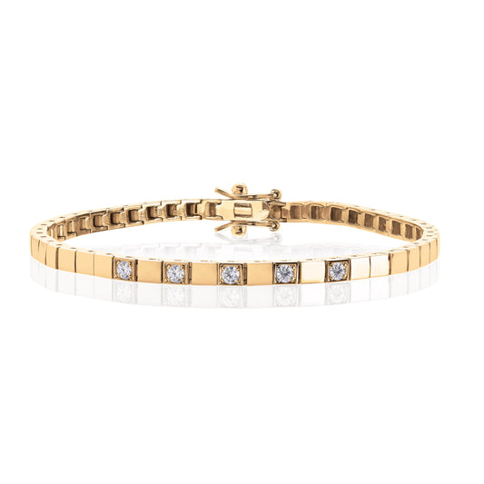 Armbånd i 585 gull med diamanter 0,35 ct HWE/SI, 3,5 mm, bilde 1 av 2