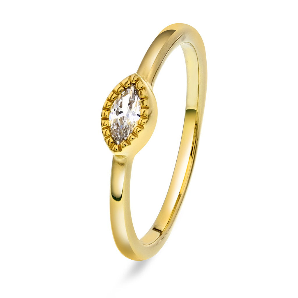 Ring i forgylt sølv med zirkonia, 4 mm bred, bilde 1 av 4