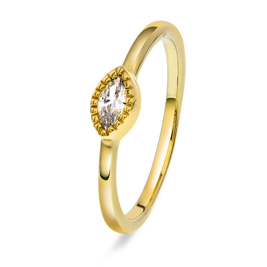 Ring i forgylt sølv med zirkonia, 4 mm bred, bilde 1 av 4