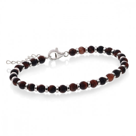 Tigerøye armbånd til herre i sølv, 4 mm, 17 cm, bilde 1 av 2