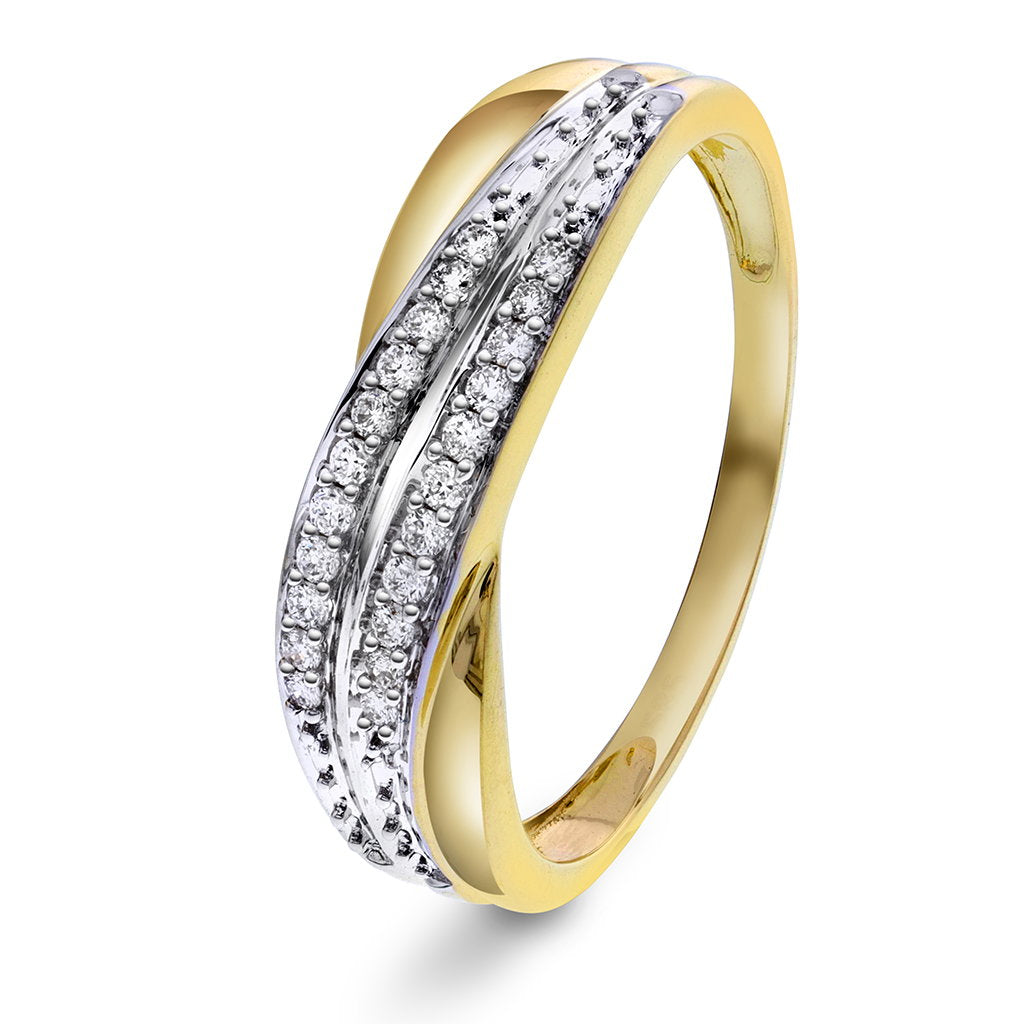 Ring i 585 gult gull med diamanter 0,10 ct, 5,5 mm bred, bilde 1 av 4