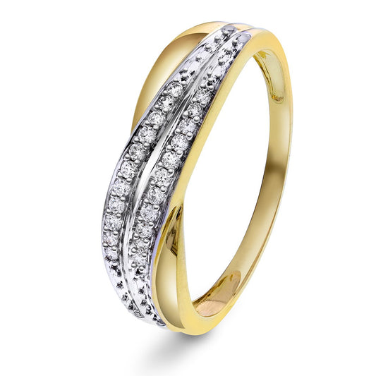 Ring i 585 gult gull med diamanter 0,10 ct, 5,5 mm bred, bilde 1 av 4