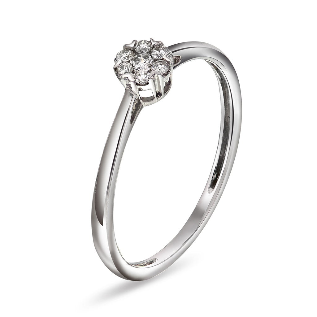 Ring i 14 karat hvitt gull med diamanter 0,10 ct, bilde 1 av 3