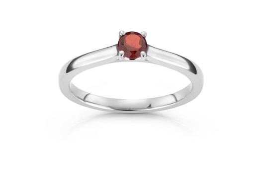 Svolder ring i 585 gull med diamant 0,01 ct og granat, bilde 1 av 2