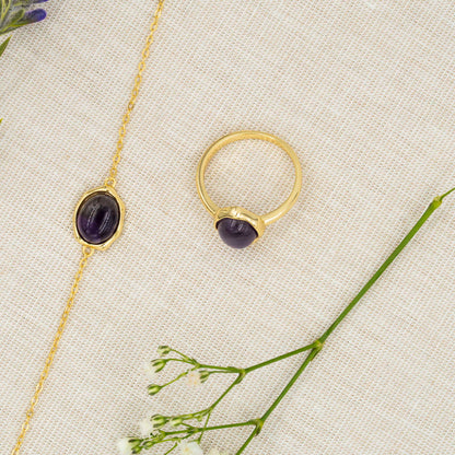 Serenity Beam ring i forgylt 925 sølv med ametyst, bilde 3 av 4