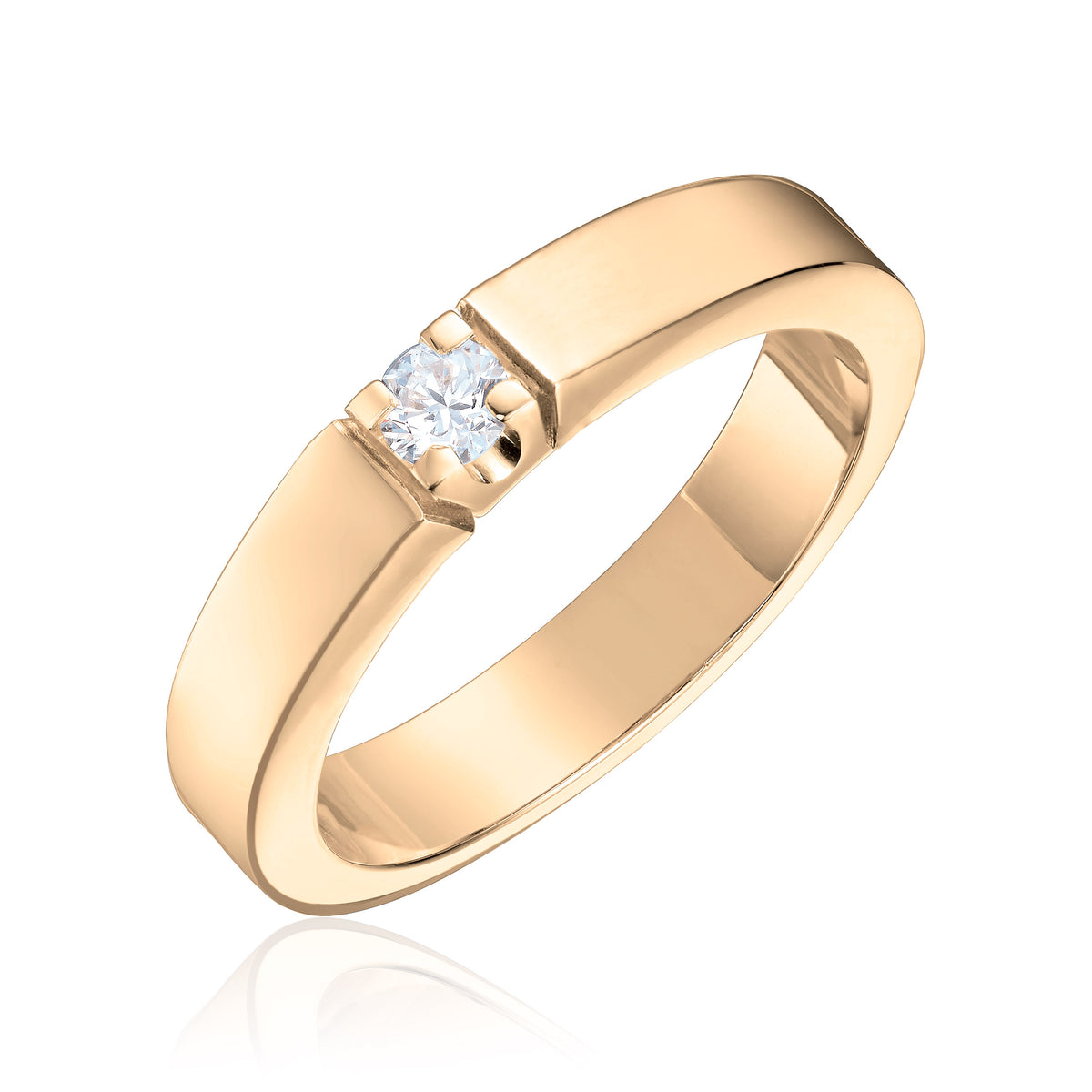 Allianse ring i 585 gult gull med én diamant 0,07 ct