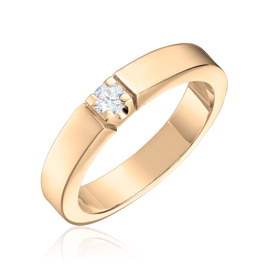 Allianse ring i 585 gult gull med diamant 0,07 ct, 3,8 mm