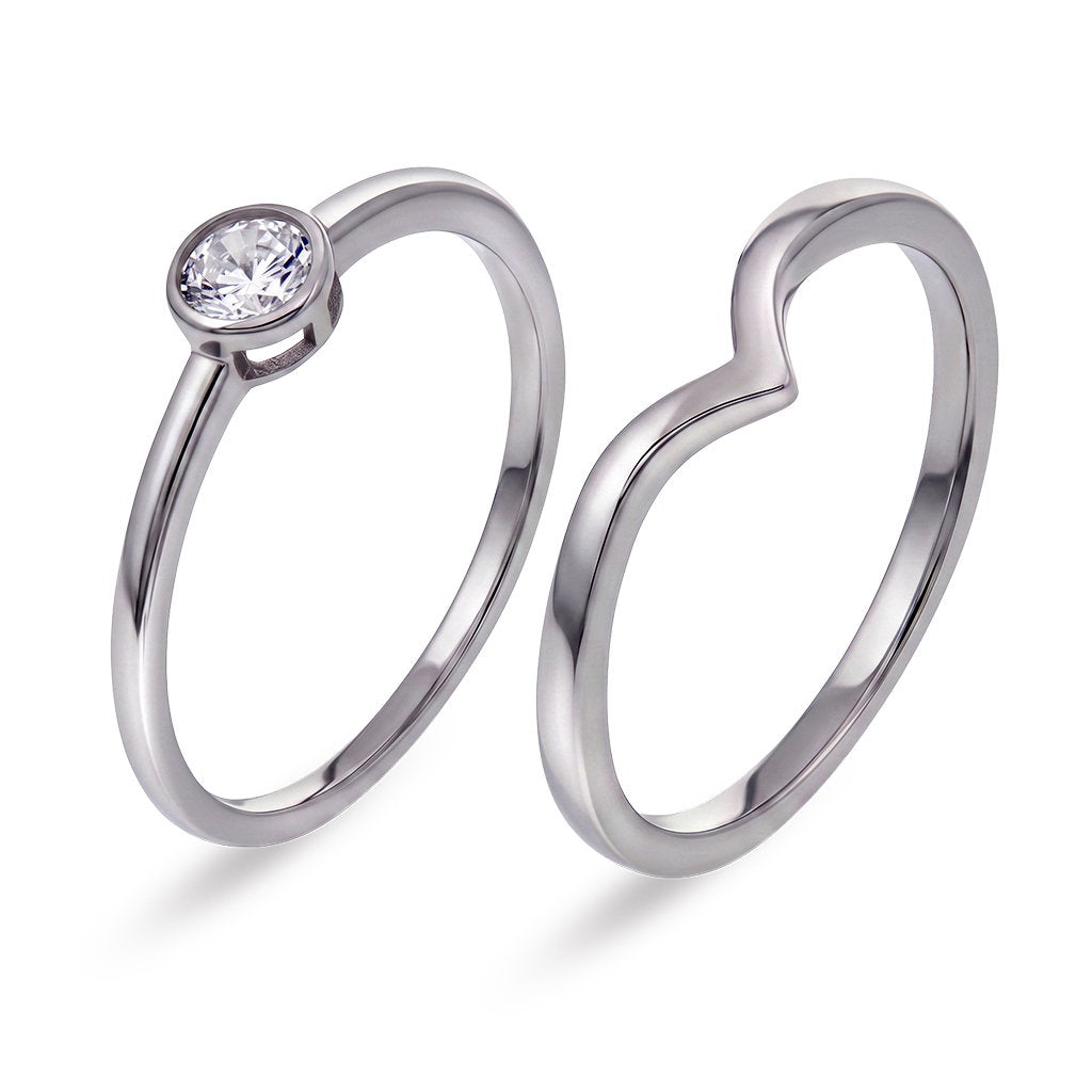 Duo ring i 925 sølv med zirkonia, bilde 1 av 2