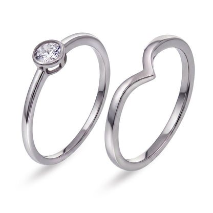 Duo ring i 925 sølv med zirkonia, bilde 1 av 2
