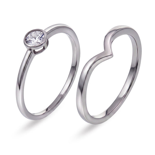 Duo ring i 925 sølv med zirkonia, bilde 1 av 2