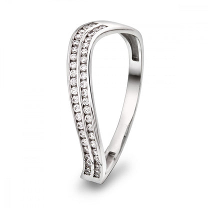 Ring i hvitt gull med zirkonia, to rader, modell 50219, bilde 1 av 2
