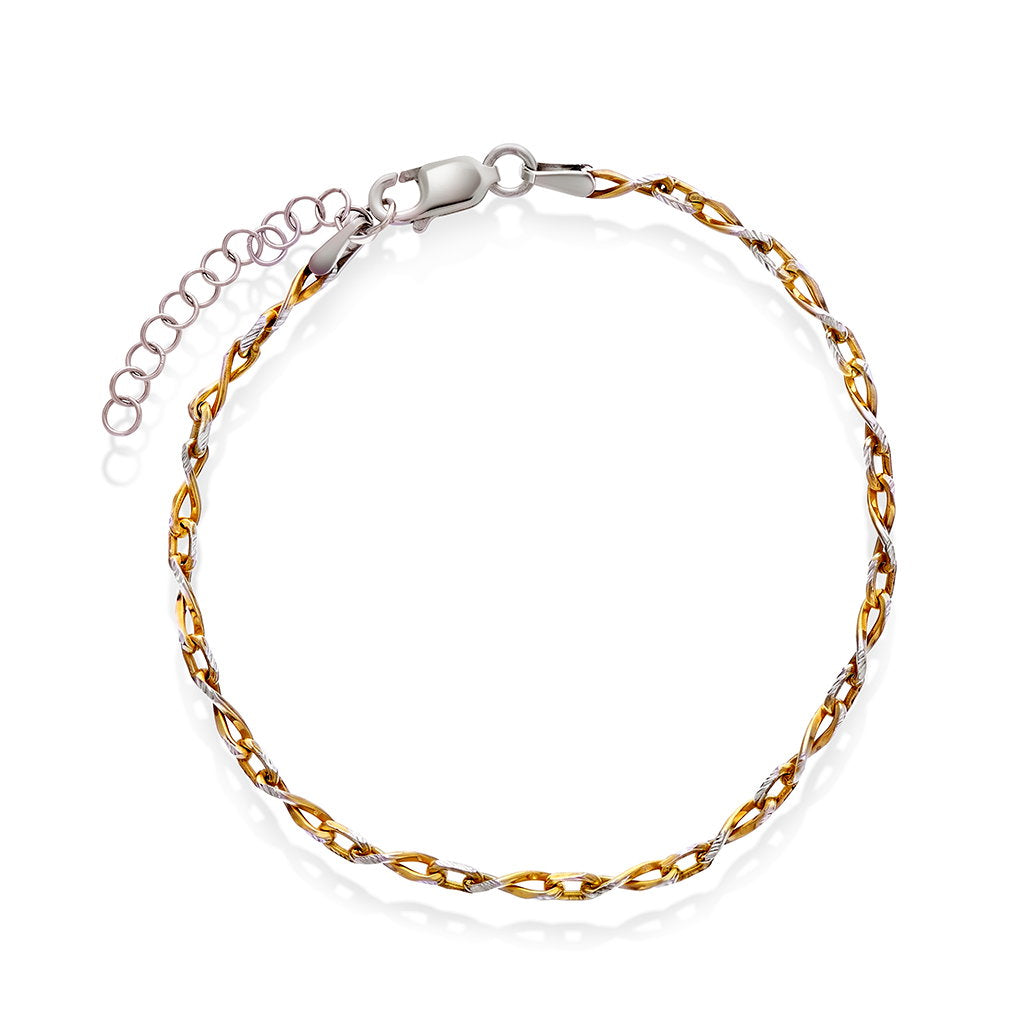 Infinity armbånd i 925 sølv og forgylt 2 mm, 19 cm