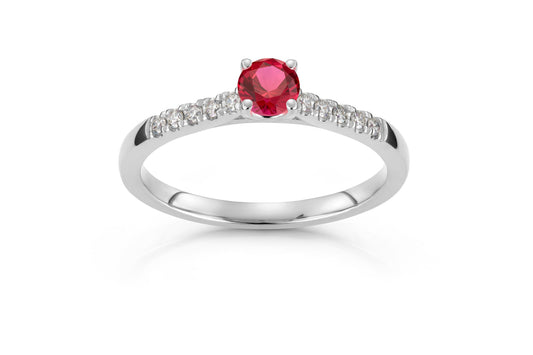 Svolder ring i 585 gull med rubin og 0,26 ct diamanter, bilde 2 av 2
