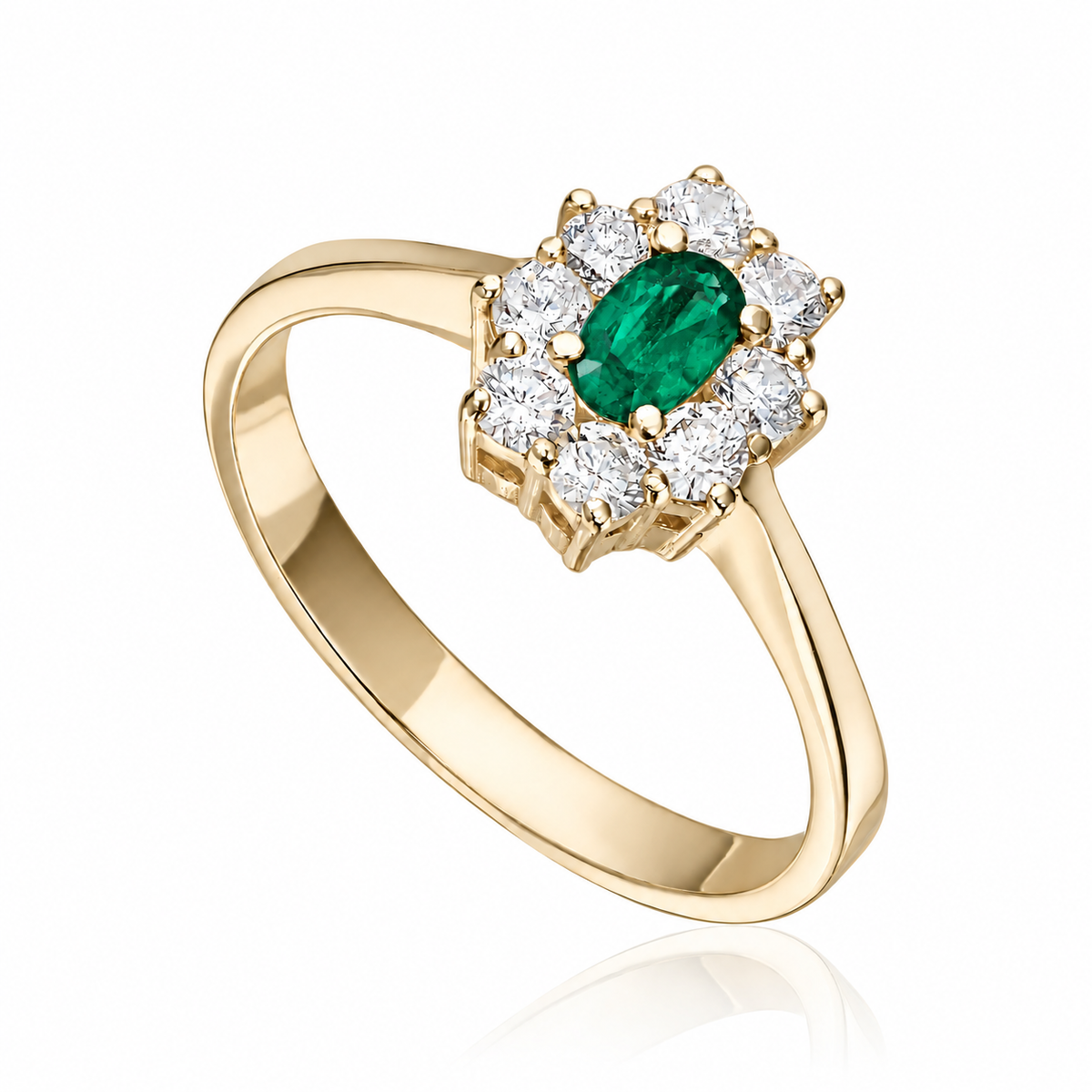 Carmen ring Diana i 585 gull med diamant og smaragd, bilde 2 av 2