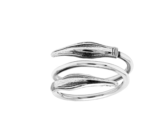 Ring i 925 sølv med spydodd-motiv 15 mm bred