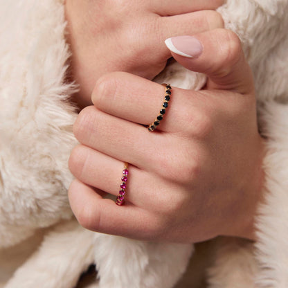 Glam ring i forgylt sølv med rosa zirkonia, 2,5 mm, bilde 2 av 4