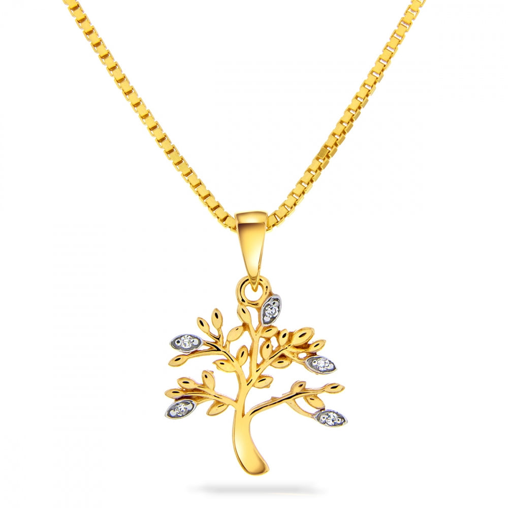 Anheng i gull med diamant, Livets Tre 14 mm