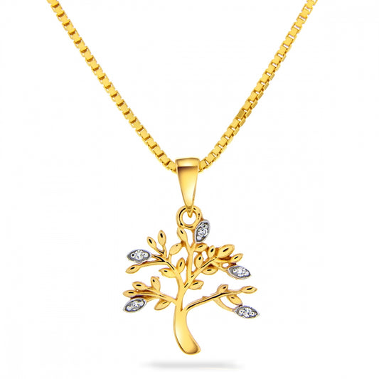 Anheng i gull med diamant, Livets Tre 14 mm