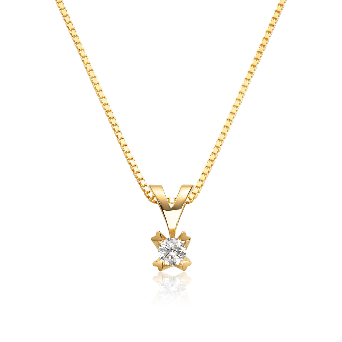 Svolder anheng i 585 gull med diamant 0,10 ct SI, bilde 1 av 2