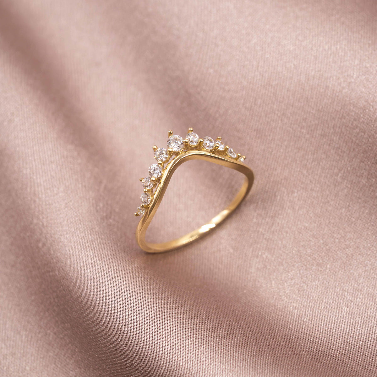 Ring i 14 karat gult gull med zirkonia 1 mm, bilde 4 av 4