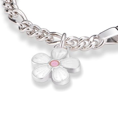 Armbånd i sølv med graveringsplate og blomst i glassemalje, bilde 3 av 24