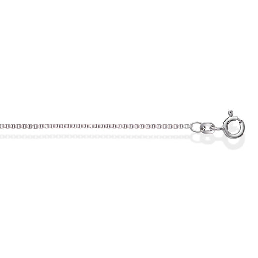 Veneziansk halskjede i 585 hvitt gull 1,3 mm, 50 cm
