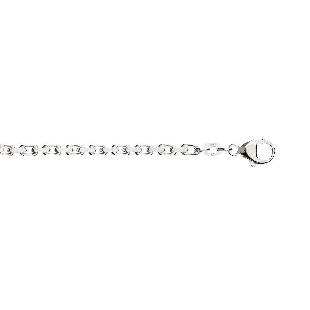 Halskjede i rhodinert 925 sølv, ankerkjede 2,6 mm, 45 cm