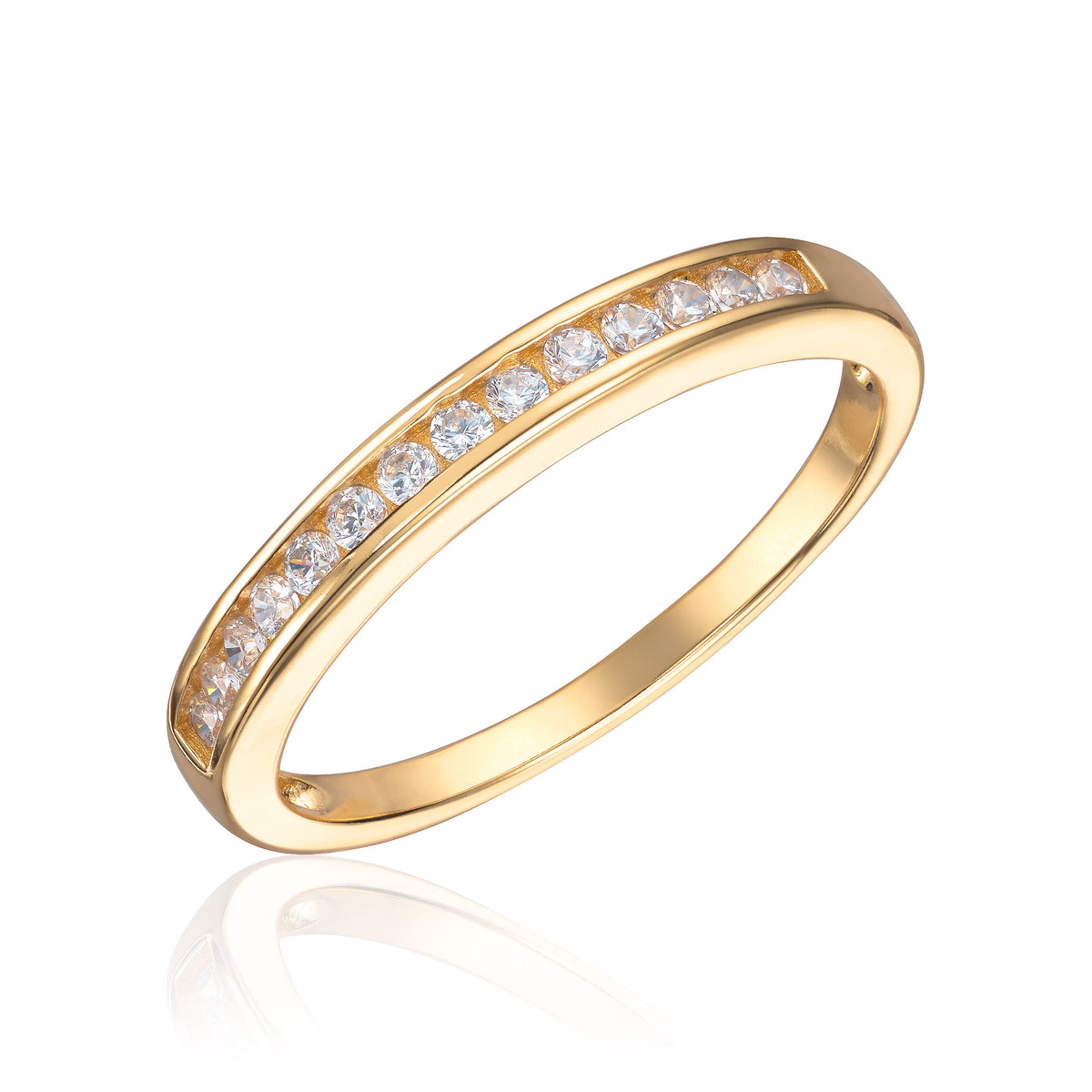 Ring i forgylt sølv med zirkonia, 2,6 mm