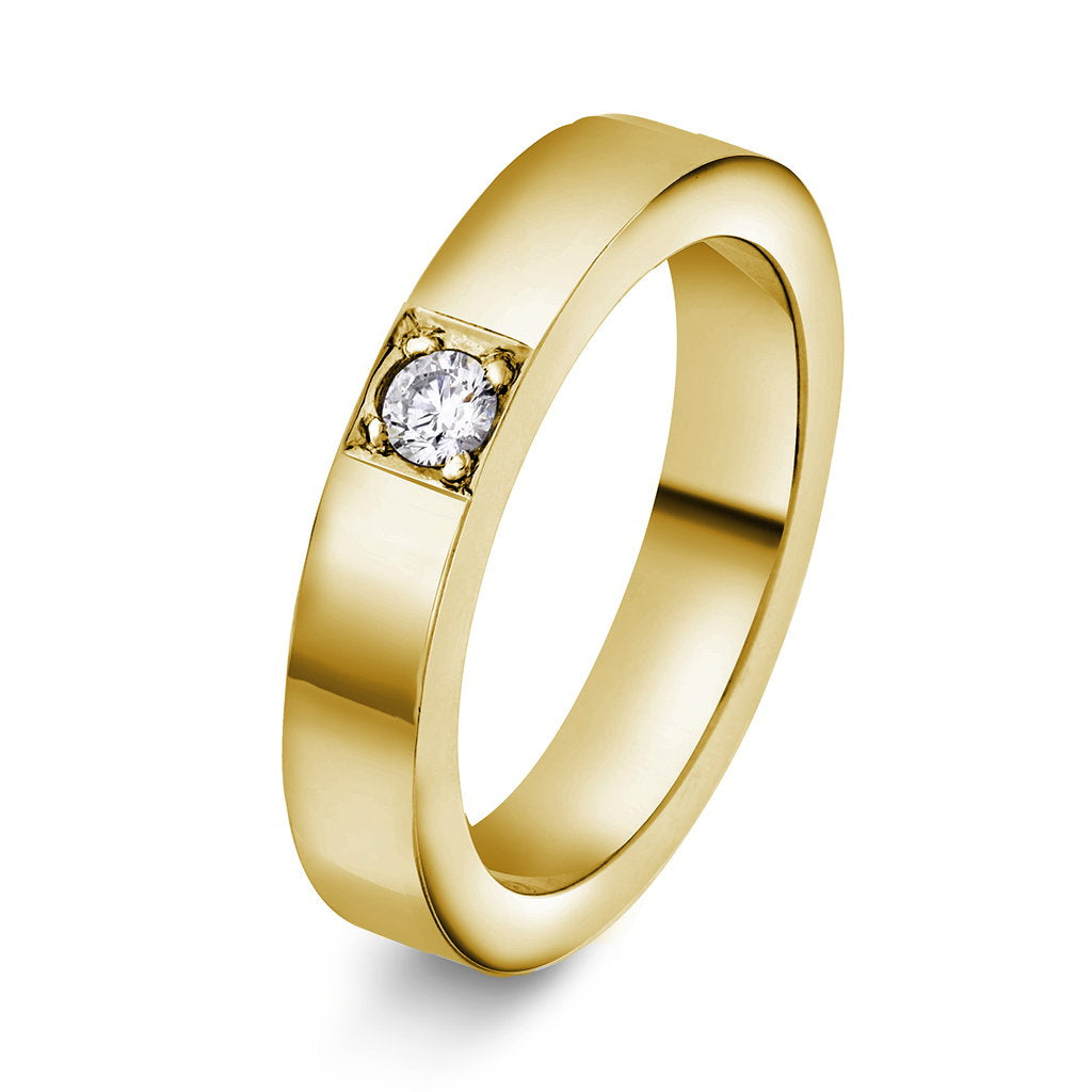 Delta ring i 14 karat gult gull med diamant 0,10 ct, 4 mm, bilde 1 av 3