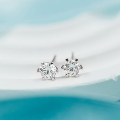 Gems øredobber i 14 karat hvitt gull med labdiamant 6,5 mm, bilde 3 av 4
