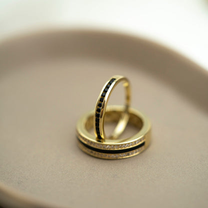 Madrid ring i forgylt sølv med sort zirkonia, 3 mm, bilde 3 av 4