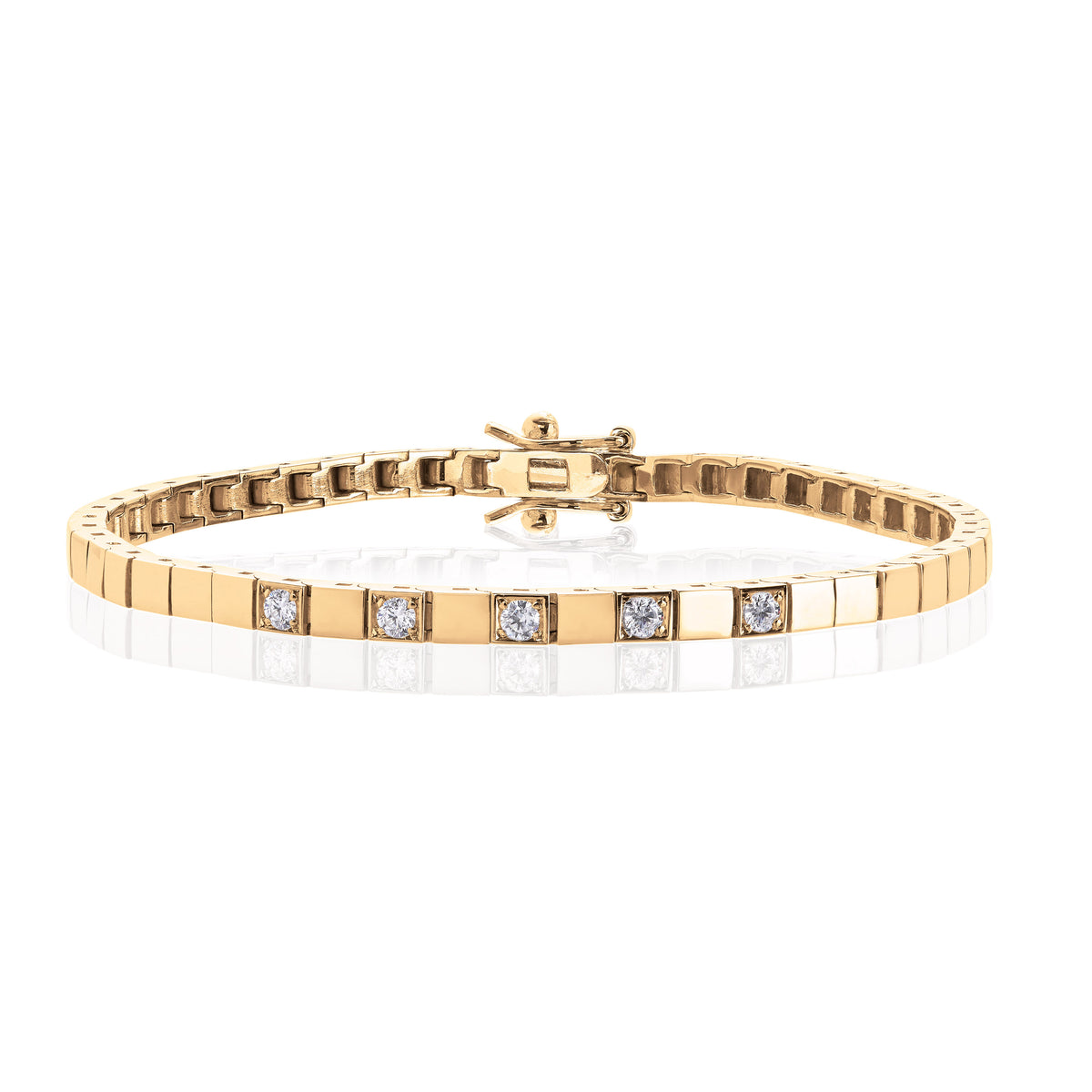 Armbånd i 585 gult gull med diamanter 3,5 mm, 0,25 ct HWE/SI
