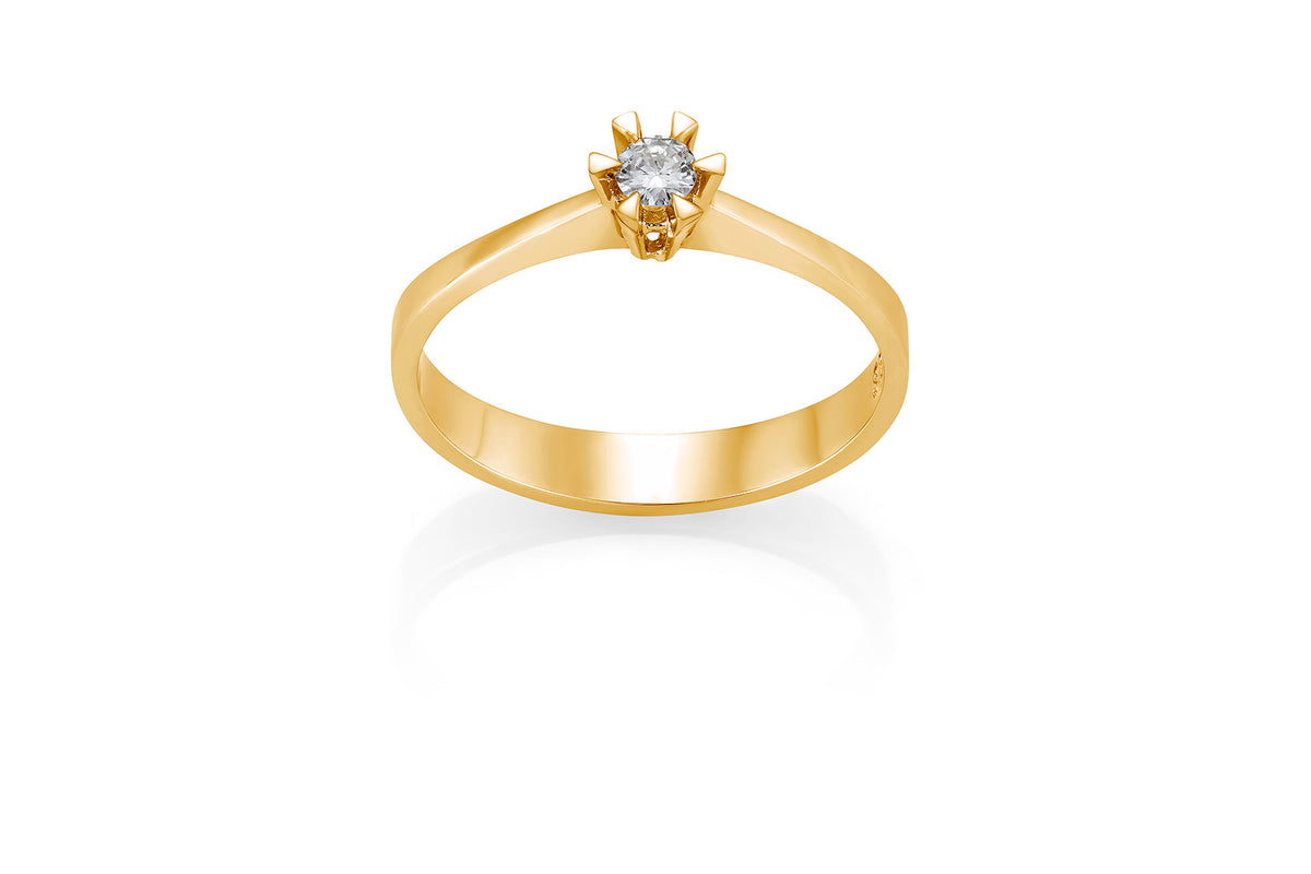 Svolder ring i 585 gull med diamant 0,1 ct P1, bilde 1 av 2