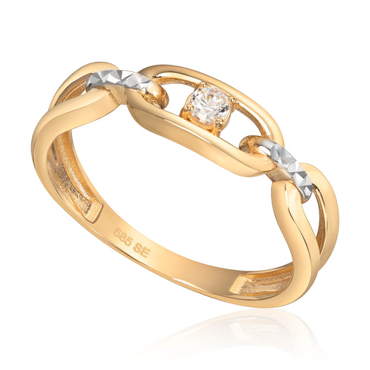 Ring i 585 gult gull med zirkonia, 4,5 mm