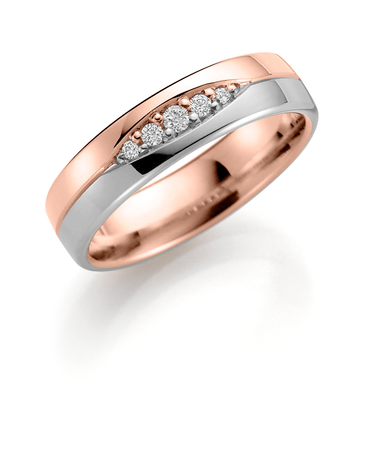 Ring i 585 gull med diamant 0,09 ct, bredde 5 mm