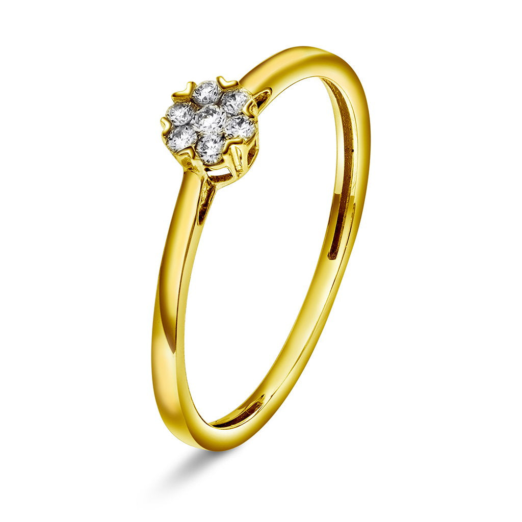 Ring i 14 karat gult gull med diamanter 0,10 ct, bilde 1 av 3