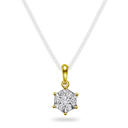 Illusjon anheng i gult gull med diamant 0,15 ct, bilde 1 av 4