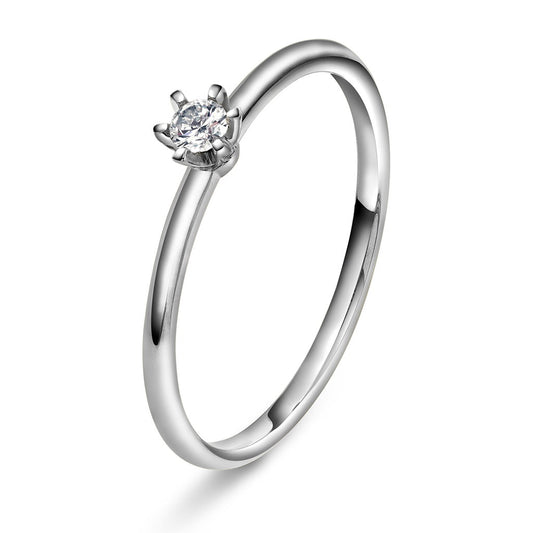 Vida ring i 585 hvitt gull med diamant 0,07 ct, bilde 1 av 2
