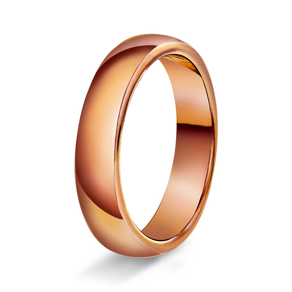 Ring i 14 karat rosé gull med innvendig hvelvet/flat form, bilde 3 av 6