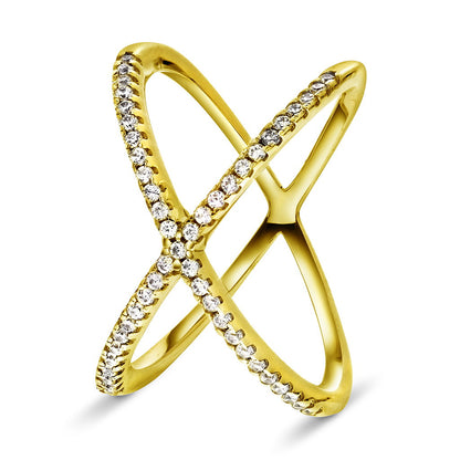 Ring i forgylt 925 sølv med zirkonia, X 14 mm, bilde 1 av 4
