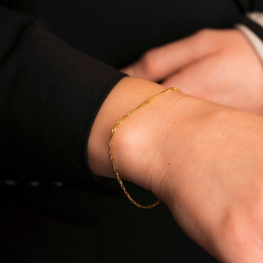 Singapore armbånd til dame i 585 gult gull, 1,8 mm, 19 cm, bilde 2 av 4