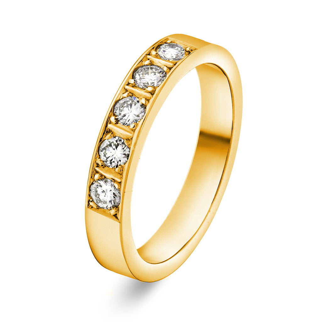 Delta ring i 14 karat gult gull med diamanter, 3,5 mm