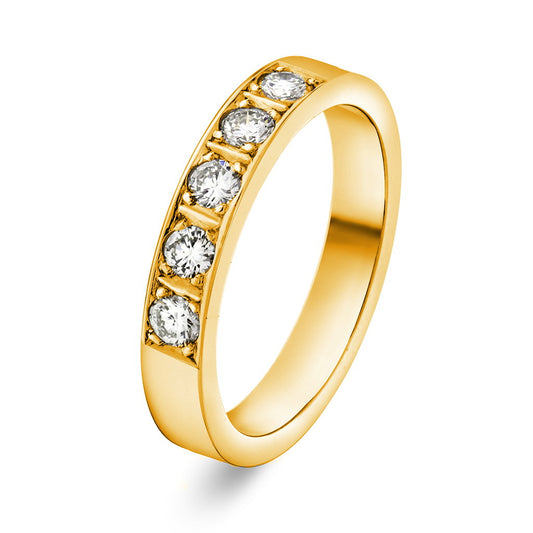 Delta ring i 14 karat gult gull med diamanter, 3,5 mm
