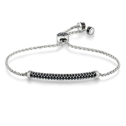 Armbånd i 925 sølv med sort spinell 3 mm, 24 cm