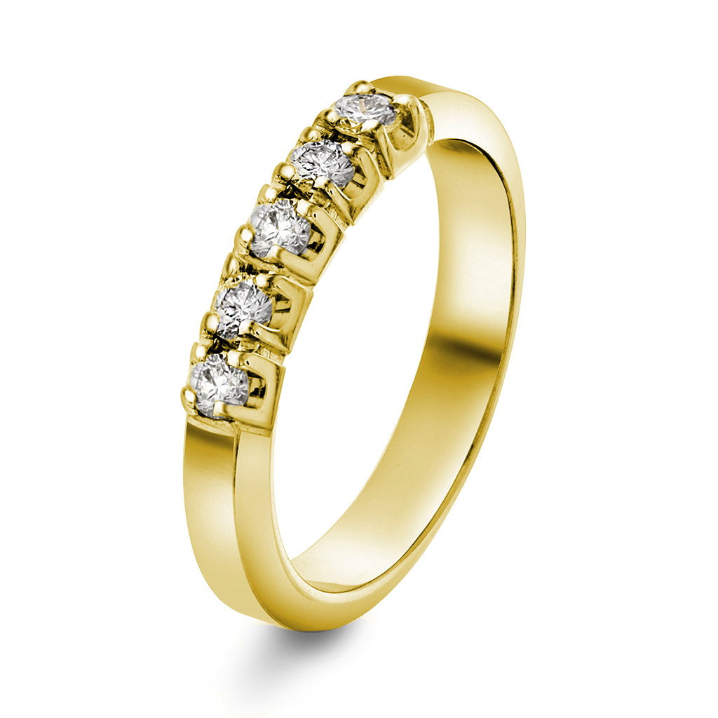 Sigma ring i 14 karat gult gull med 5 diamanter 0,25 ct, 3,5 mm
