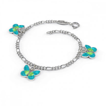 Charms-armbånd i 925 sølv med tre sommerfugler i glassemalje, bilde 8 av 9