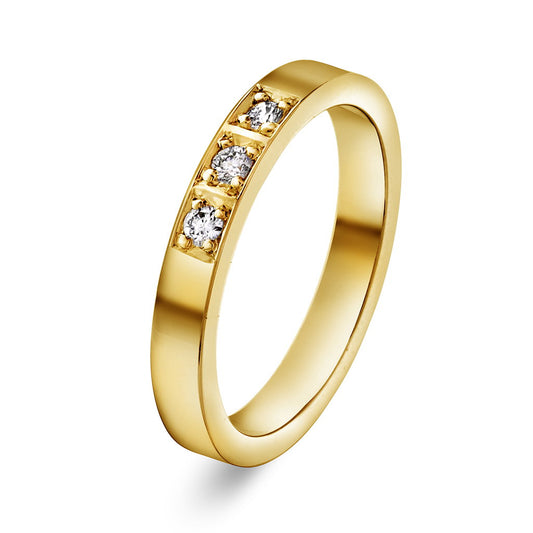 Delta ring i 14 karat gult gull med diamant 0,09 ct, 3 mm